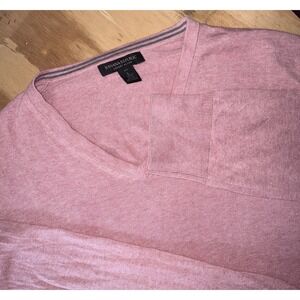 Banana‎ Republic Luxury Sweater Large Tall LT Silk Cashmere V-Neck Heather Red